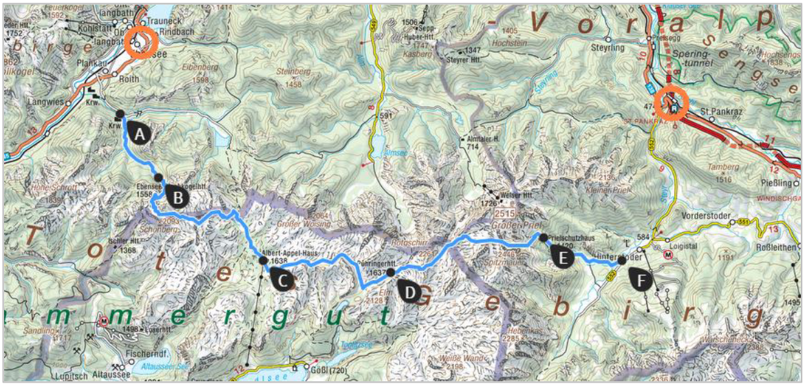 Totes Gebirge | © Alpenvereinskarten 15/1 und 15/2. Ausschnitt aus https://www.alpenvereinaktiv.com/de/tourenplaner/