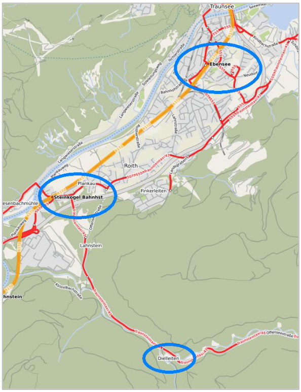 Ebensee - Steinkogel | © Ausschnitt aus https://www.öpnvkarte.de 